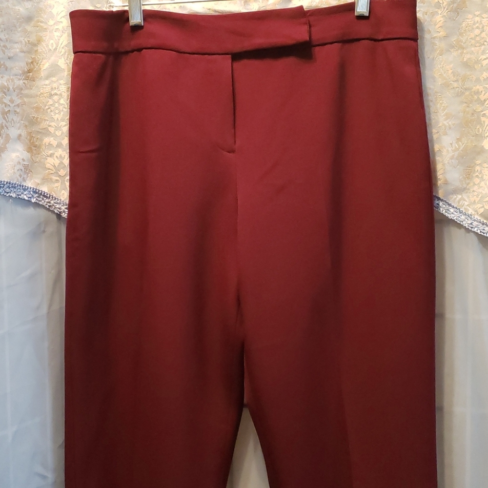 TAHARI LEVINE MAROON POLYESTER/SPANDEX DRESS PANTS SZ 12
